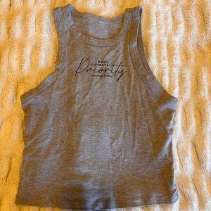 Gray Sleeveless Crop Tank Top